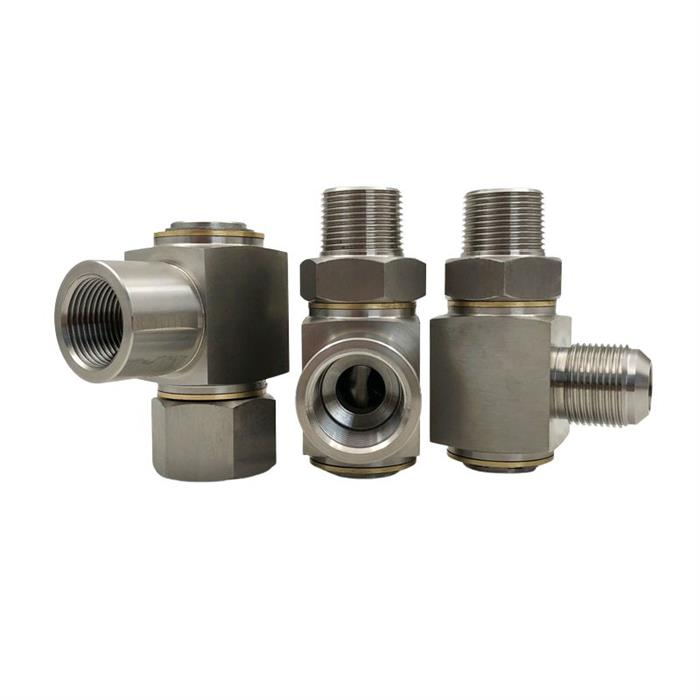 High speed right angle high pressure swivel fitting