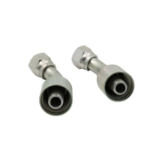 3/8 Hose x 1/4 JIC Female Swivel 45 Degree Hydraulic Hose End Crimp Fitting | FJX45-06-04 (10-PACK