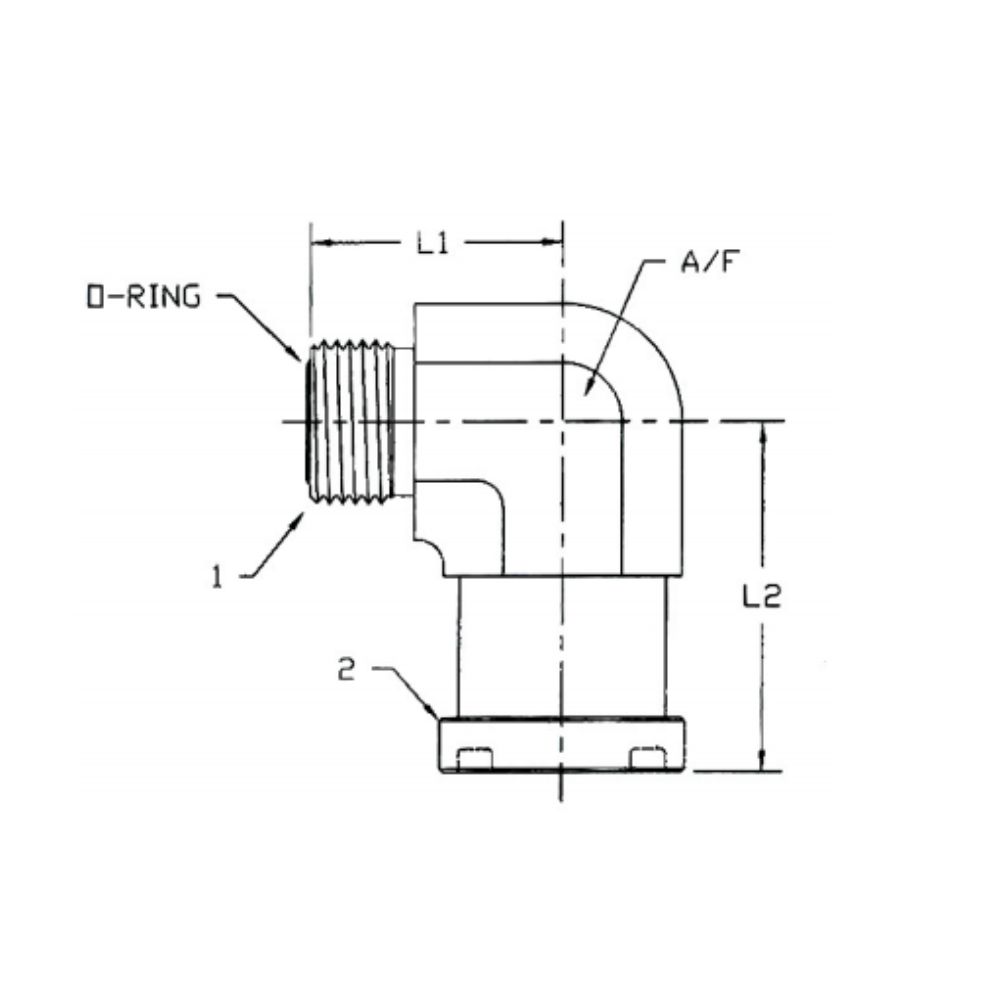 FS1804 Hydraulic Male Elbow 90° ORFS Code62 Flange Adapter