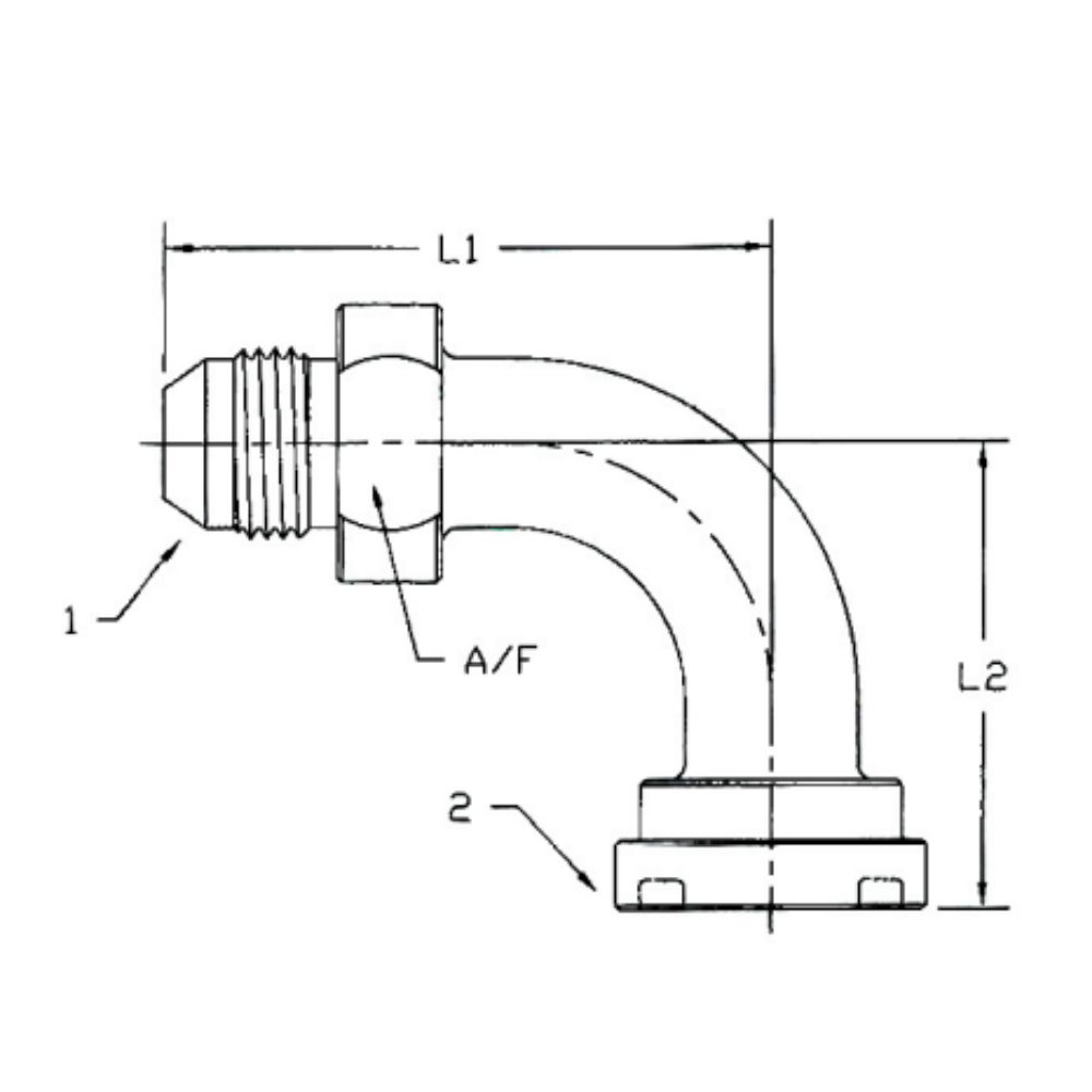 1704 Hydraulic Elbow 90° JIC Code61 Flange Hose Adapter