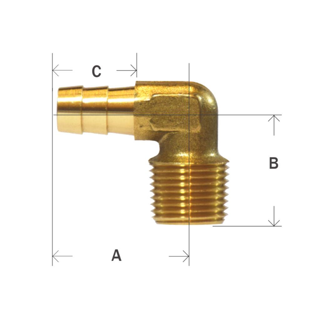 90 Degree Brass Fitting Hose Barb Male Adapter