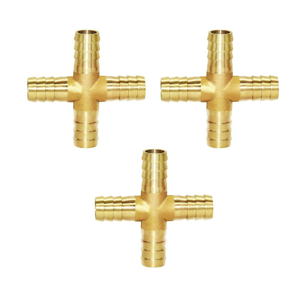 thumbnail image 2 of 3/8 Fuel Line 5pcs Brass Cross Fitting, 4 Way Brass Hose Barb... 2 of 11