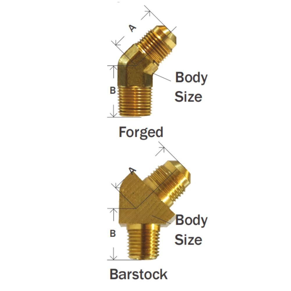 Brass Fittings 45 Degree Elbow SAE Male Adapter