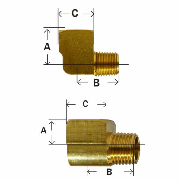 PPE 90 Degree Brass Mold Fitting 2202P-8-8 - 1/2