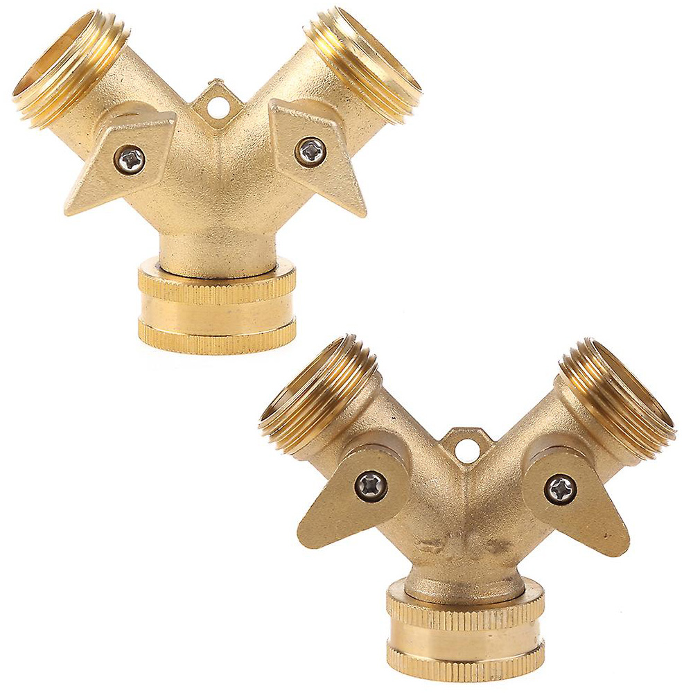 Brass Garden Hose Connector2 Way Shut Off Y Connector