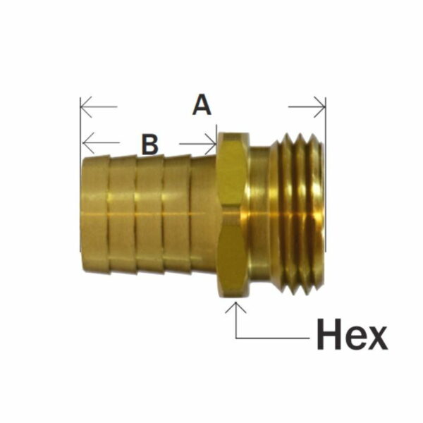 Brass Hose FittingMale End OnlyShort Shank