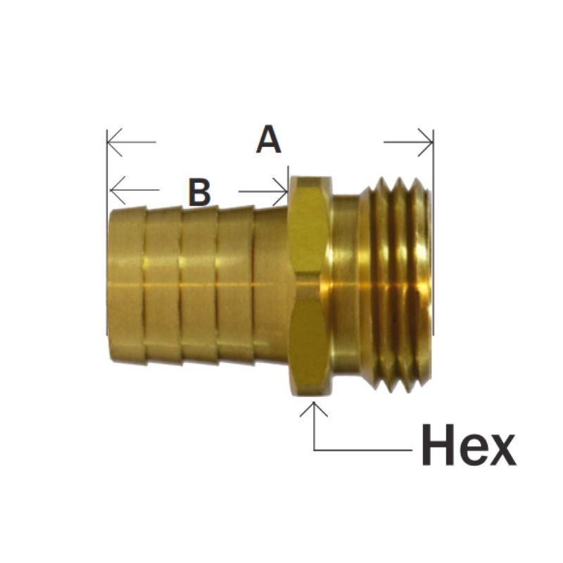 Brass Hose Fitting-Male End Only-Short Shank